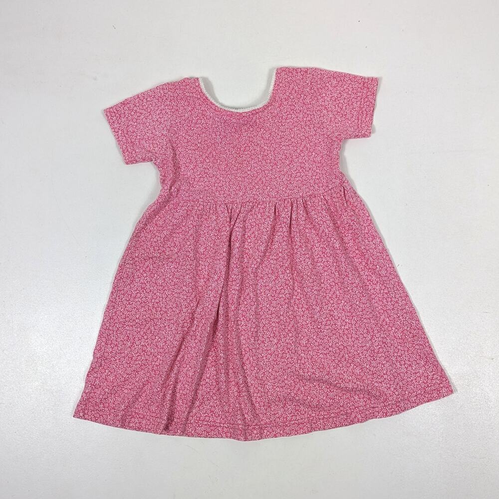 Vintage Hearts & Flower Dress Girls Size 3-4T Pink Floral Calico Casual - Picture 3 of 4